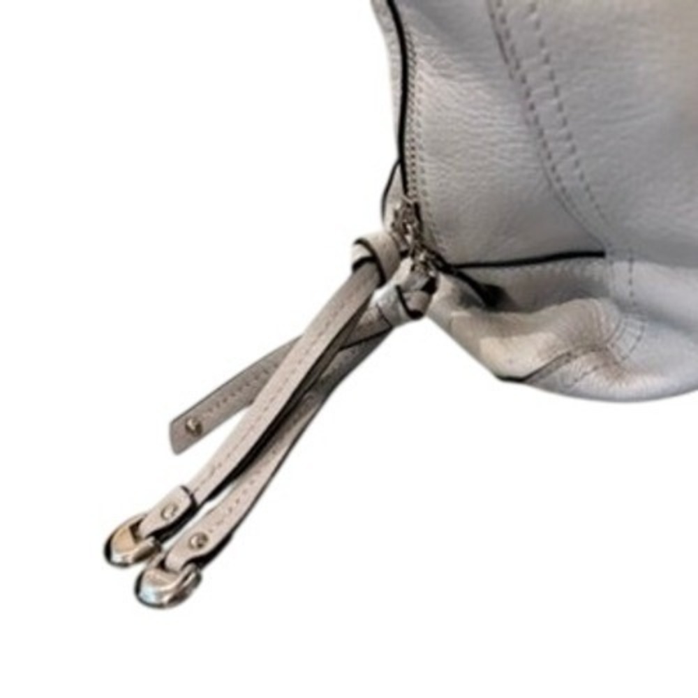 B Makowsky Cream Pebbled Leather Satchel Shoulder Bag Whipstitch Cream - Picture 8 of 16